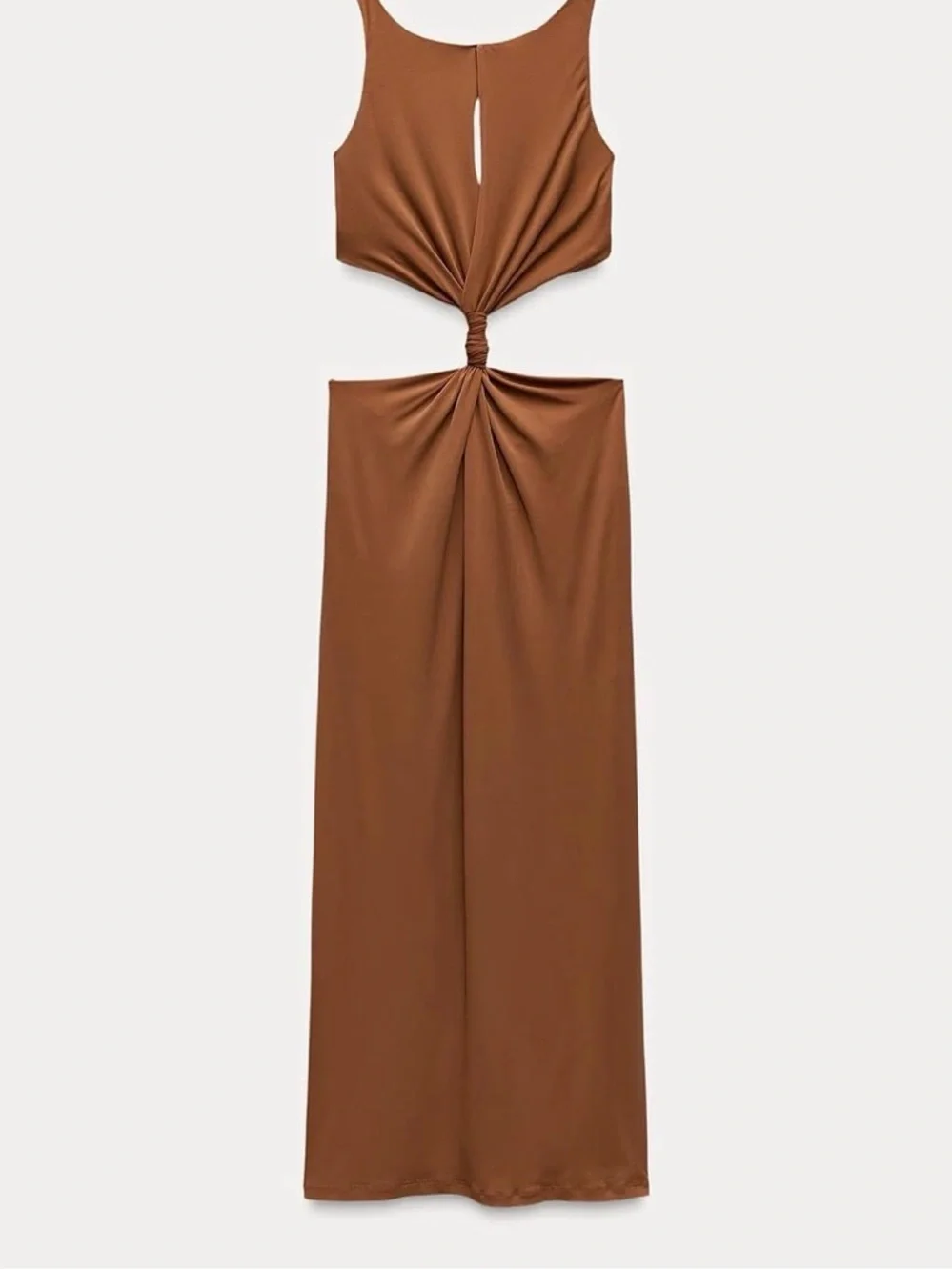 New Zara Rust Brown Cutout Twist Maxi Dress - Picture 5 of 11